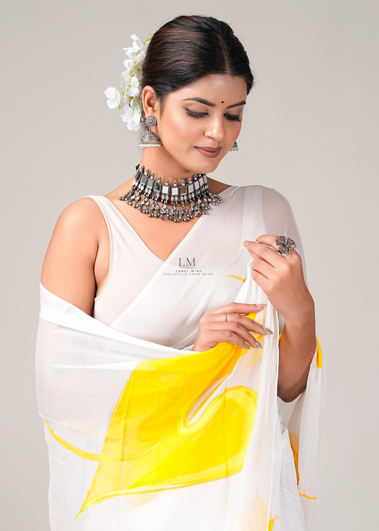 Yellow Hearts Saree