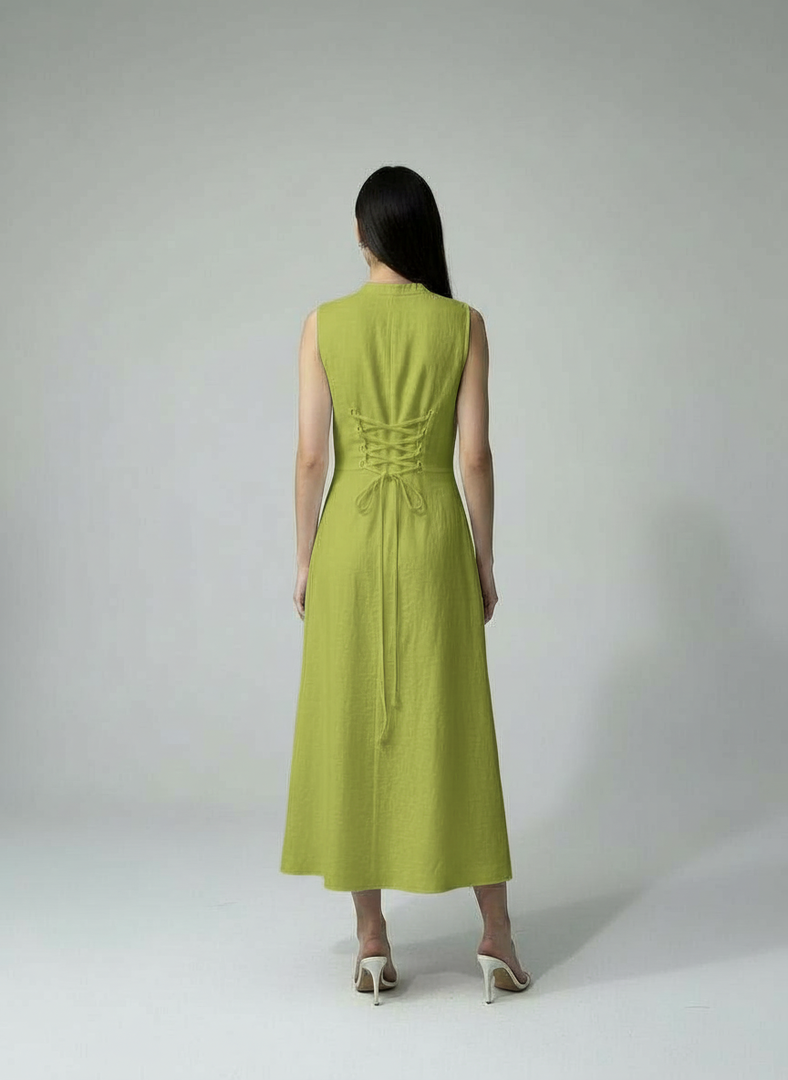MEHNDI GREEN MIDI DRESS