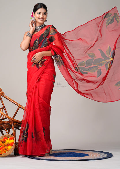Crimson Goldleaf Saree