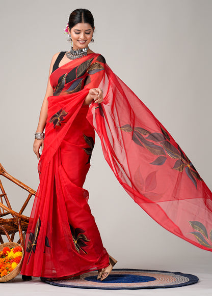 Crimson Goldleaf Saree