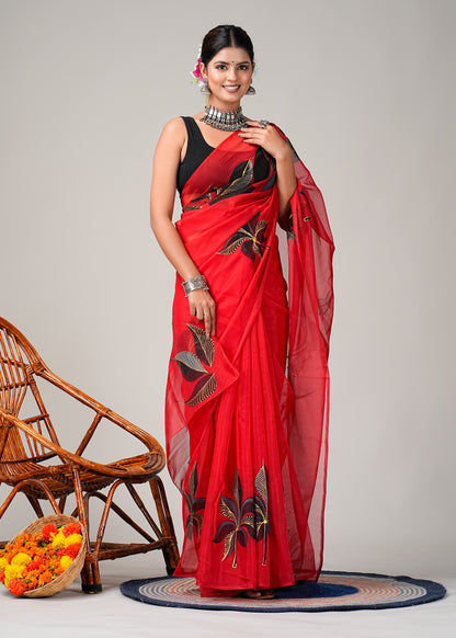 Crimson Goldleaf Saree