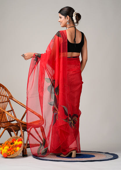 Crimson Goldleaf Saree