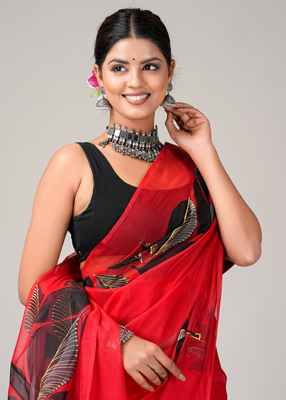 Crimson Goldleaf Saree