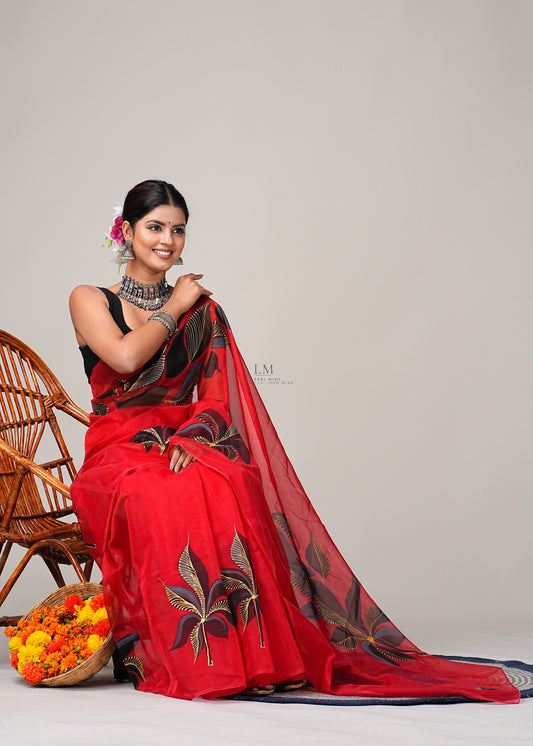 Crimson Goldleaf Saree