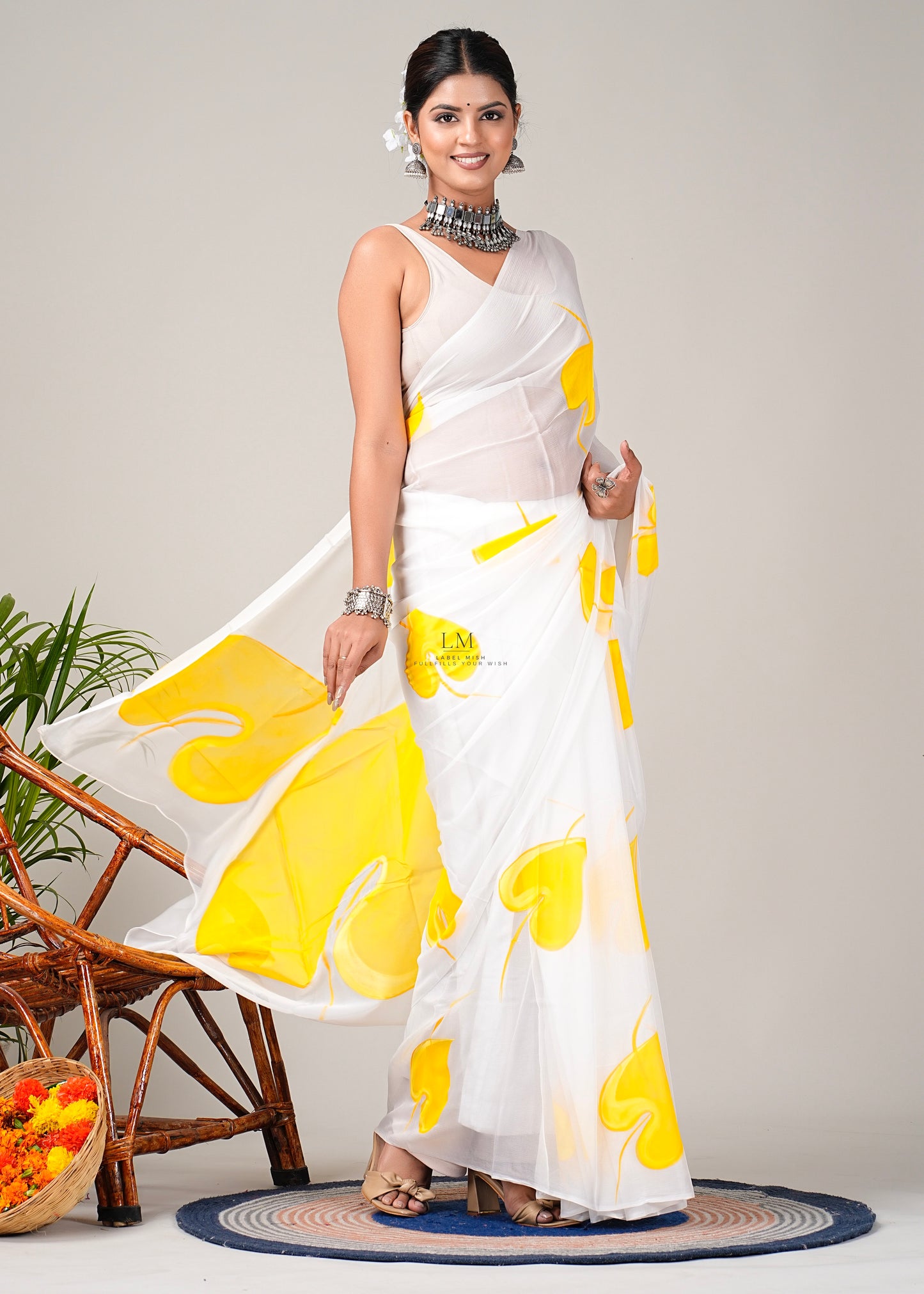 Yellow Hearts Saree