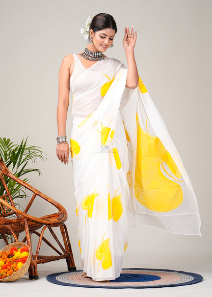 Yellow Hearts Saree