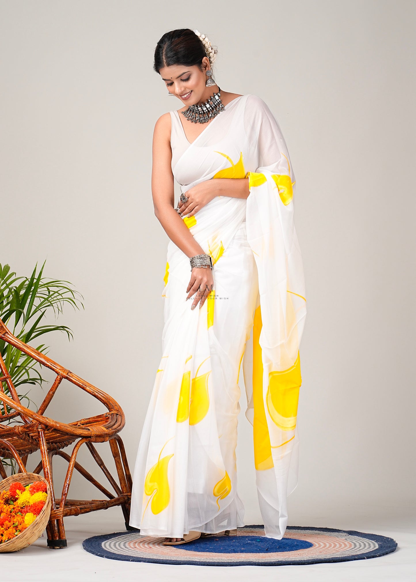 Yellow Hearts Saree