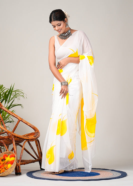 Yellow Hearts Saree
