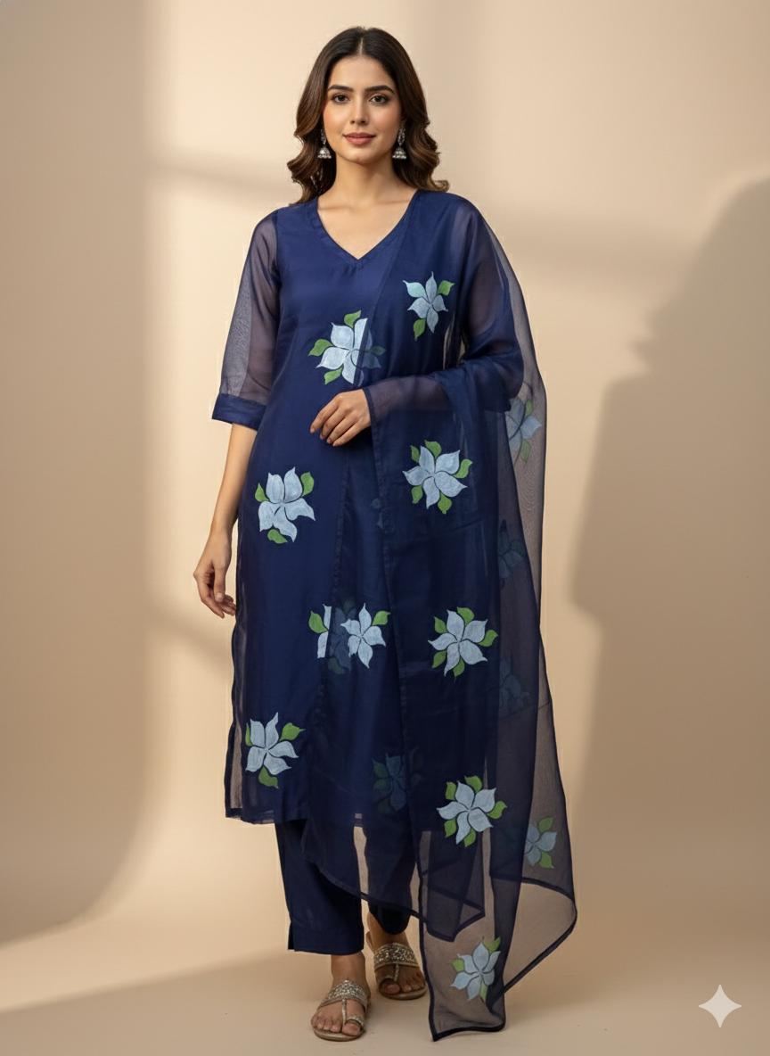 Midnight Blue Organza Suit