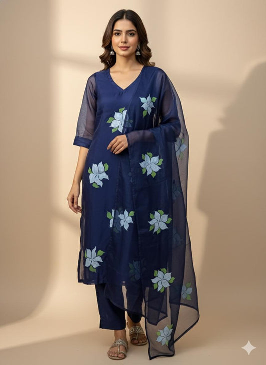 Midnight Blue Organza Suit