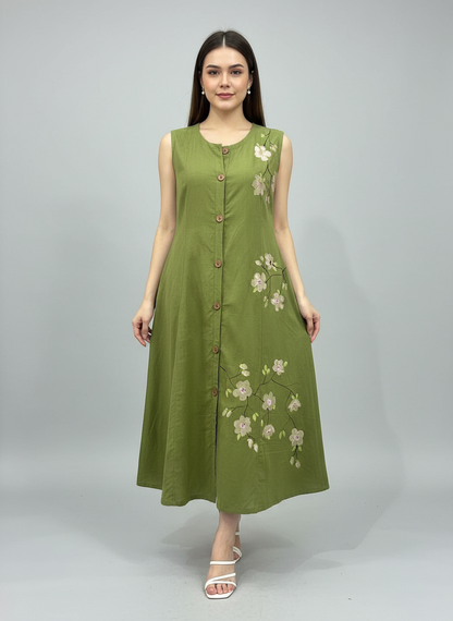 MEHNDI GREEN MIDI DRESS