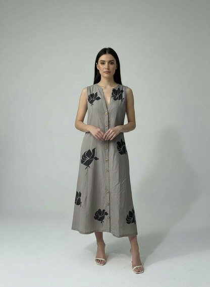 GREY MIDI DRESS